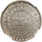 Morocco. Piedfort Essai 100 Francs, AH1372/ 1953 NGC MS66 - 2