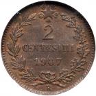 Italy. 2 Centesimi, 1907-R NGC MS62 BR - 2