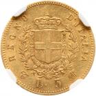 Italy. 5 Lire, 1865-T BN NGC AU58 - 2