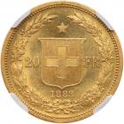 Switzerland. 20 Francs, 1883 NGC MS64 - 2