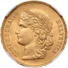 Switzerland. 20 Francs, 1896-B NGC MS63