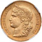 Switzerland. 20 Francs, 1892-B NGC MS62