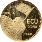 Italy. Ecu D'Oro, 1992 NGC Proof 68