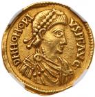 WITHDRAWN - Visigoths in Spain, Imperial imitative coinage. In the name of Honorius. Gold So