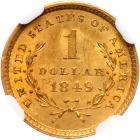 1849 $1 Gold Liberty. Open Wreath NGC MS63 - 2