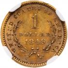 1849 $1 Gold Liberty. Open Wreath NGC MS62 - 2