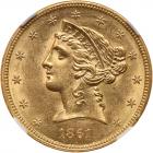 1861 $5 Liberty NGC MS61
