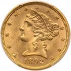 1892 $5 Liberty PCGS MS65