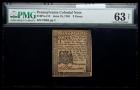 Pennsylvania, June 18, 1764 3d. PMG Choice Uncirculated 63 Net