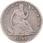 1846 Liberty Seated 50C. 6 Over Horiz 6