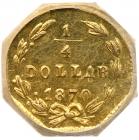 1870 California Gold 25c. Octangle Liberty, BG-755, Rarity 4 NGC MS62 - 2