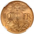 Switzerland. 10 Francs, 1912-B NGC MS62 - 2