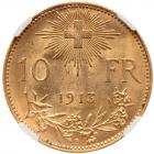 Switzerland. 10 Francs, 1913-B NGC MS61 - 2