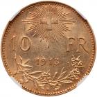 Switzerland. 10 Francs, 1913-B NGC AU58 - 2