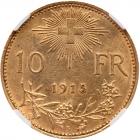 Switzerland. 10 Francs, 1915-B NGC AU58 - 2