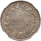 France. 5 Francs, 1831-W NGC AU58 - 2