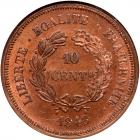 France. Pattern 10 Centimes, 1848 NGC MS64 RB - 2