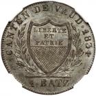 Switzerland: Vaud. Batzen - 10 Reppen, 1834-BEL NGC MS65