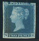 Great Britain, 1841, 2d blue, white lines - 2