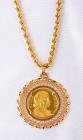 Golda Meier & House of Parliament Jerusalem 18K Yellow Pendant & Chain