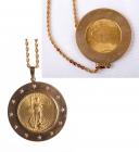 US $20 Gold Coin, Diamond, 14K Yellow Gold Pendant & Chain