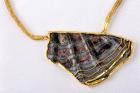 High Karat Yellow Gold Pendant Necklace and Ancient Glass