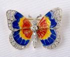 Diamond, Enamel, 18K Yellow Gold Butterfly Brooch