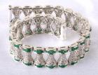 Emerald, Diamond, 18K White Gold Hour Glass Design Bracelet