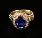 Lady's Tanzanite, Diamond, 18K Yellow Gold Ring