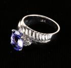 Lady's Tanzanite, Diamond, 18K White Gold Ring