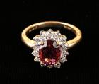 Lady's Pink Tourmaline, Diamond, 14K Yellow Gold Ring