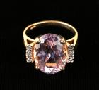 Lady's Kunzite, Diamond, 14K Yellow Gold Ring