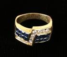 Lady's Sapphire, Diamond, 18K Yellow Gold Band Ring