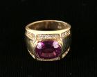 Amethyst, Diamond, 14K Yellow Gold Ring