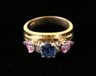 Lady's Blue & Pink Sapphire, Diamond, 14K Yellow Gold Ring