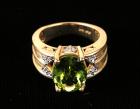 Lady's Peridot, Diamond, 14K Yellow Gold Ring