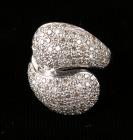 Lady's Pave Diamond, 18K White Gold Saddle Design Ring