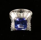 Lady's Tanzanite, Diamond, 18K White Gold Ballerina Ring