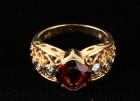 Lady's Garnet, Diamond, 14K Yellow Gold Ring