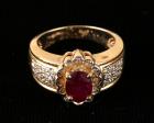 Lady's Ruby, Diamond, 14K Yellow Gold Ring