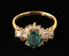 Lady's Emerald, Diamond, 10K Yellow Gold Ring