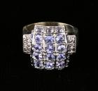 Lady's Tanzanite, Diamond, 14K White Gold Ring