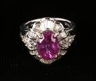 Lady's Pink Tourmaline, Diamond, 14K White Gold Ring