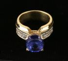 Lady's Tanzanite, Diamond, 18K Yellow Gold Ring