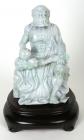 Carved Green and Lavender Jade Chinese Lohan, Seated