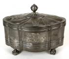 Pewter Etrog Box with Hebrew Inscriptions, Germany, Late 18th-Early 19th Century