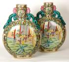 Large Pair of Chinese Decorative Satsuma Moon Vases