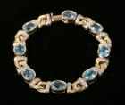 Blue Topaz, Diamond, 14K Yellow Gold Bracelet