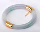 Jade, 14K Yellow Gold Bangle Bracelet - 2