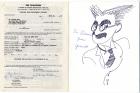 Groucho Marx Signed Original Caricature and CBS Contract Signed by Gummo